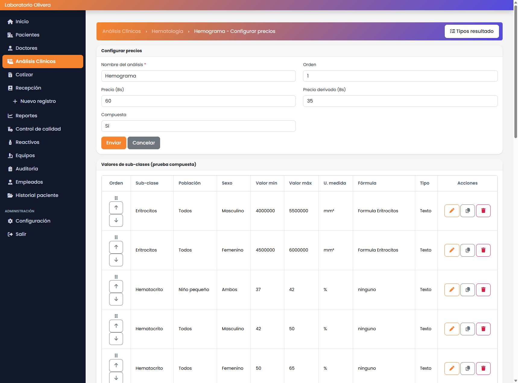 Captura Analisis Clinicos