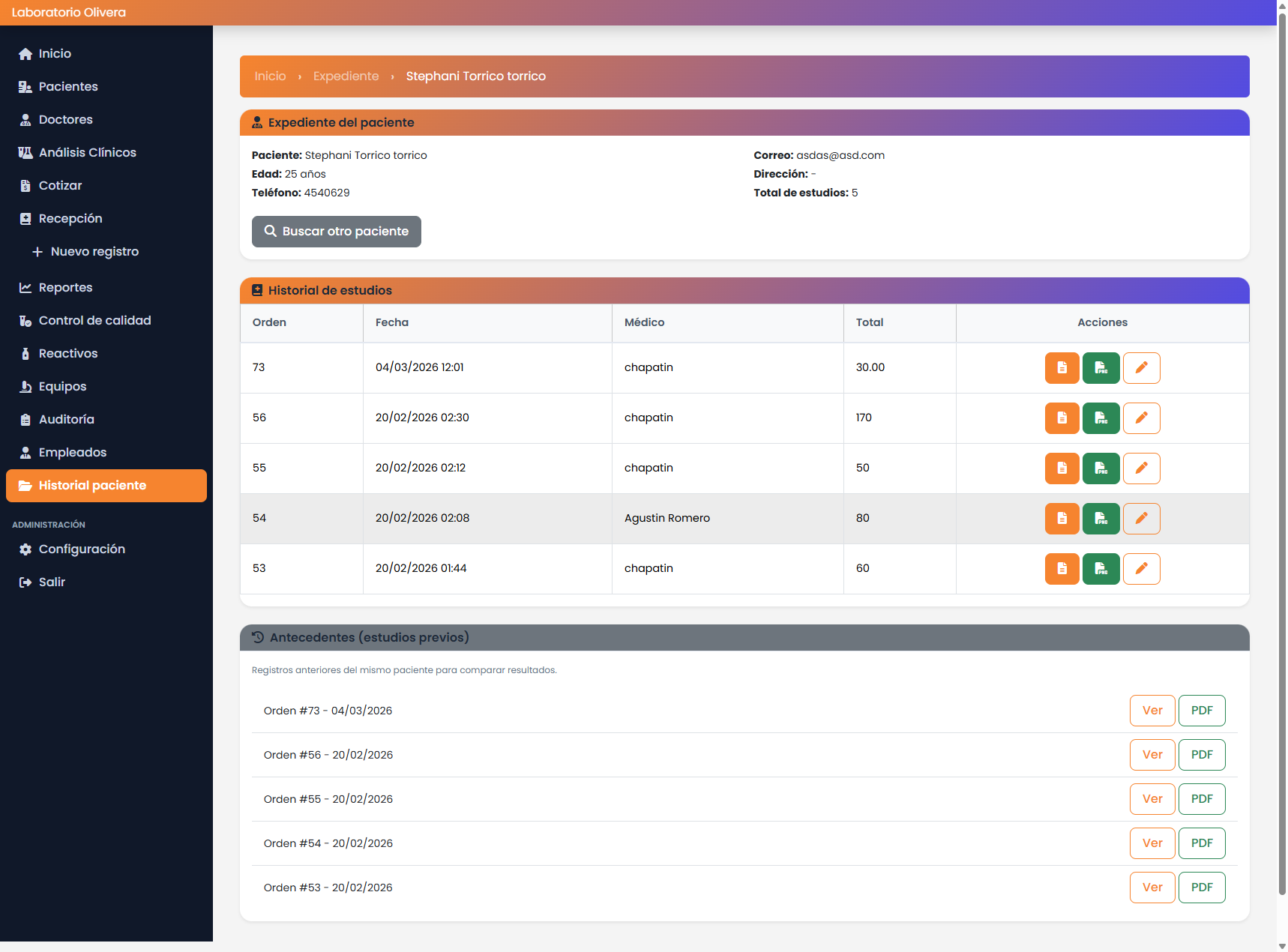 Captura Historial Paciente