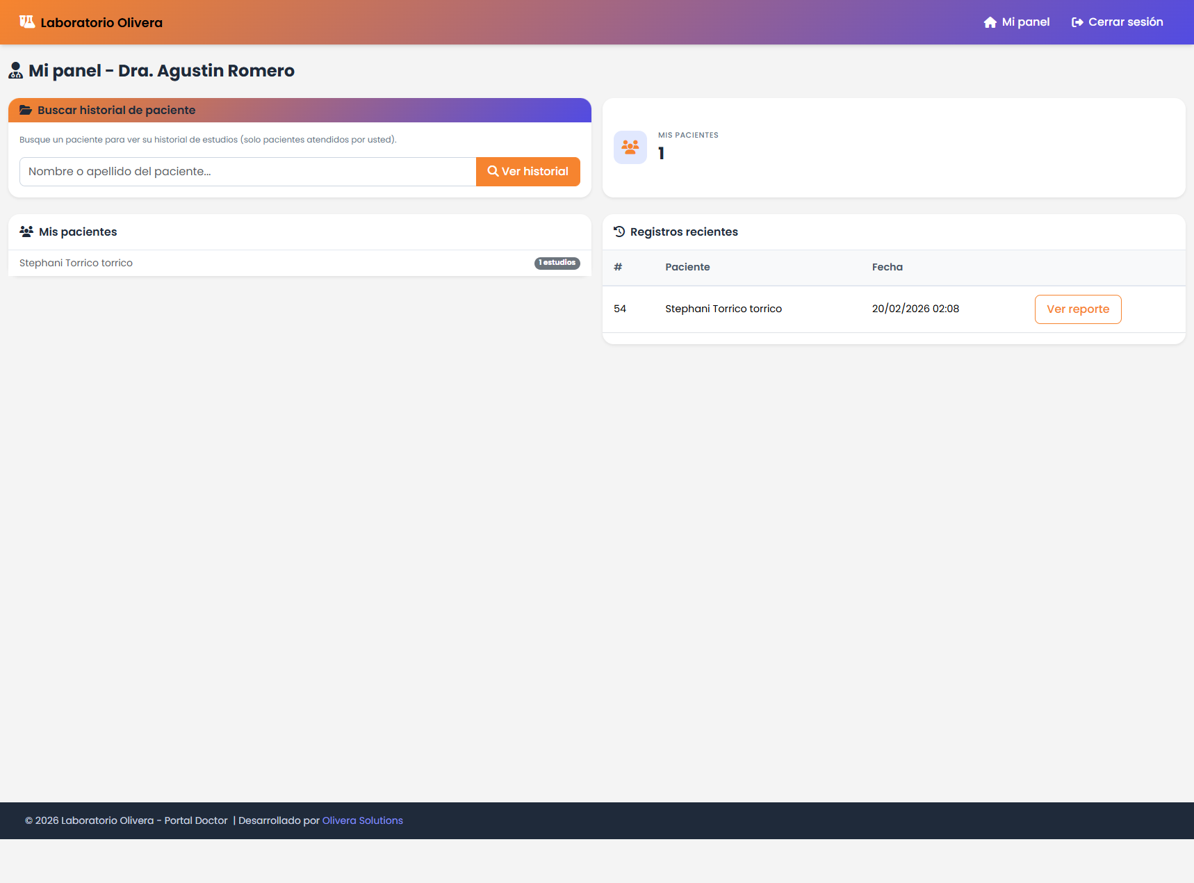 Captura Dashboard Doctor